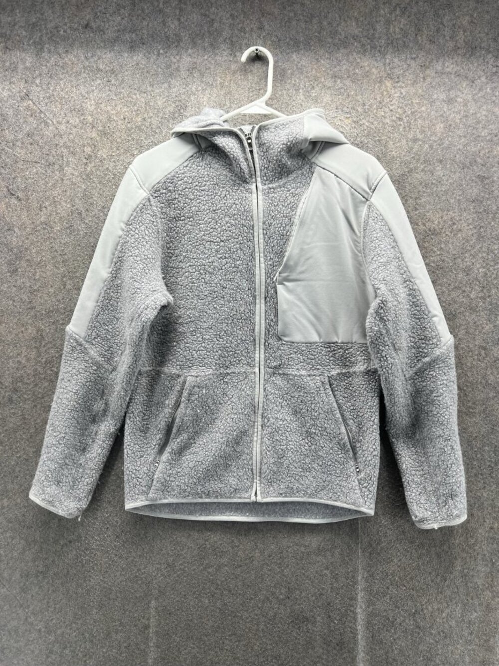 Lululemon Jacket Womens Small Gray Sherpa Fleece Hooded Full Zip Pockets Outdoor